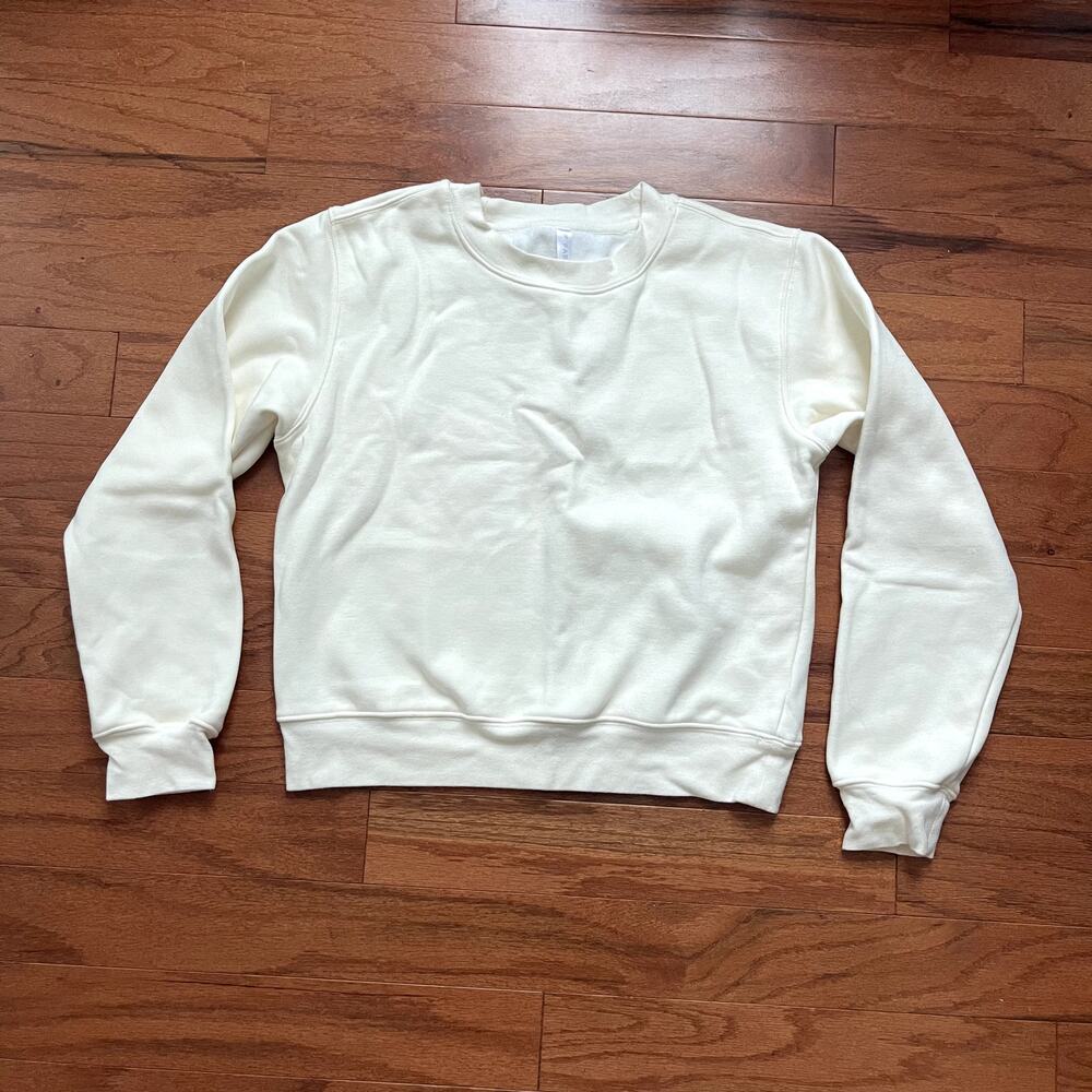Fabletics White Light Yellow Crew Neck Long Sleeve Sweatshirt Size Small